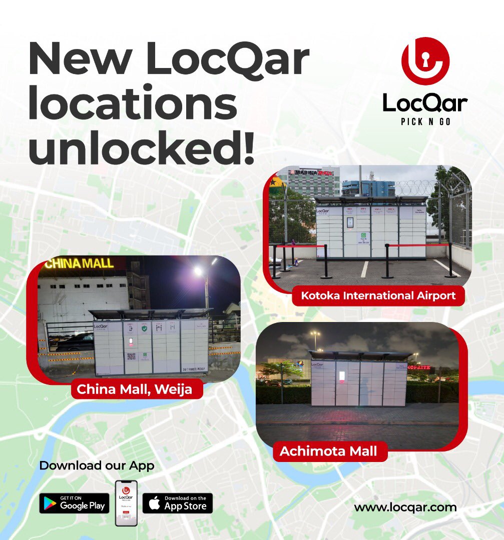 locqar's tweet photo. Great News!! Our LocQar at the Accra Mall will not feel lonely again 🥳🥳🥳🥳
We have added 3 more locations to get closer to you! 
If you were looking for a sign to download the LocQar App, here it is 🤲 
#locqargh https://t.co/posV2HHFGm