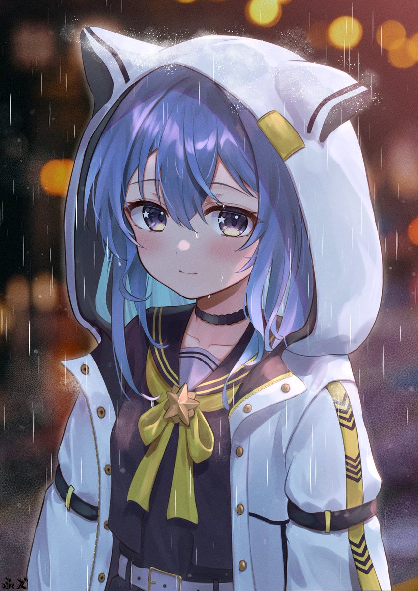 星街すいせい 「雨降らせて遊んでました
どっちがいいかな?☔️☔️☔️ 」|ふえのイラスト