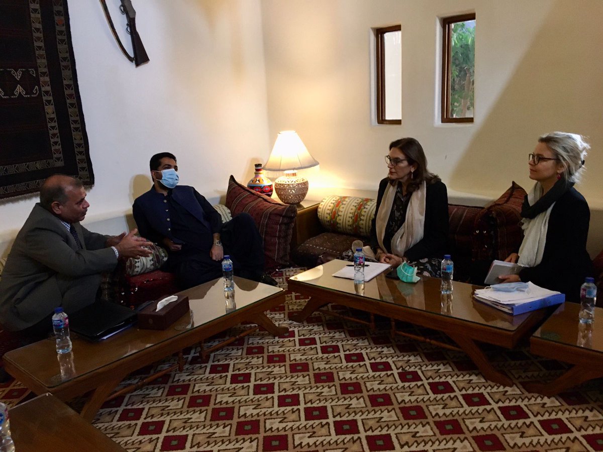 EUPakistan's tweet photo. Conversation with @MeerLangau, the Minister Home &amp; Tribal Affairs, PDMA, was a rewarding exchange on the immediate aftermath of the recent earthquake in #Balochistan, as well as the impact on the province of the events in Afghanistan. #EUPak https://t.co/IbcxSVjYmw