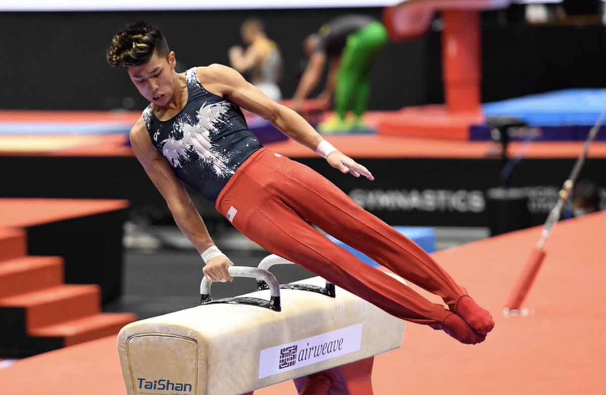 wellsgymn's tweet photo. #Sooner Yul Moldauer 4th in the WORLD today in Japan! The best US men's gymnastics finish at Worlds since fellow OU alum Jonathan Horton won all-around bronze in 2010.

Yul came back from a first rotation error on rings to finish just half a point out of the medals. That's #OUDNA https://t.co/lbLN33jlYY
