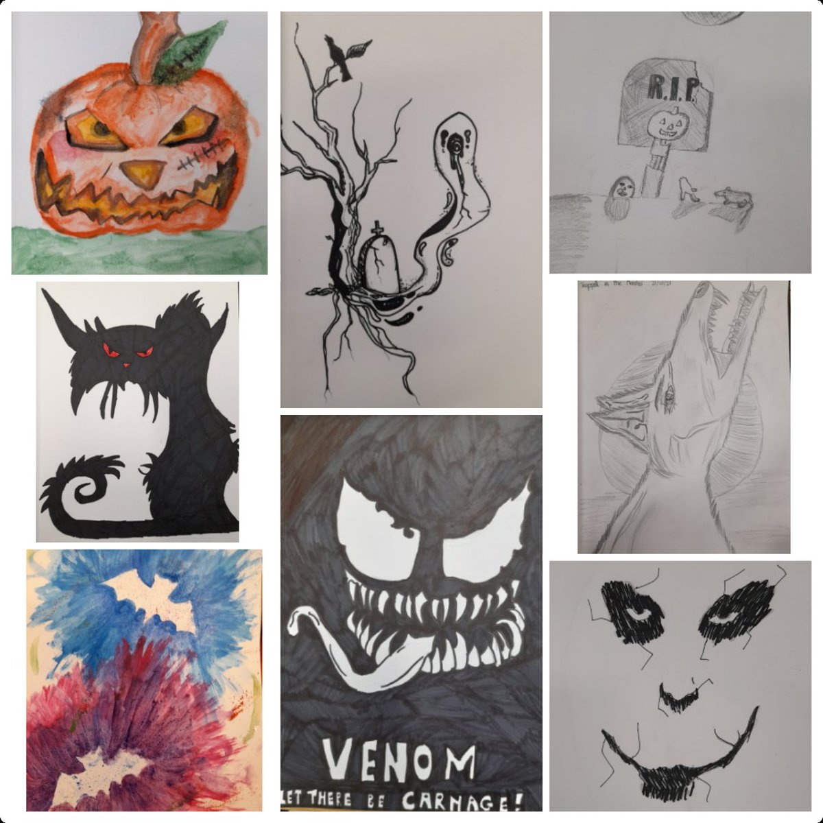 french_karina's tweet photo. Things were spooky @art_cbc this week with our 1st years enjoying some Halloween inspired creativity with positive and negative space @ClaregalwayColl Very impressive 1H students #Halloween #art #creativity #drawing https://t.co/XfgG7t0BL8