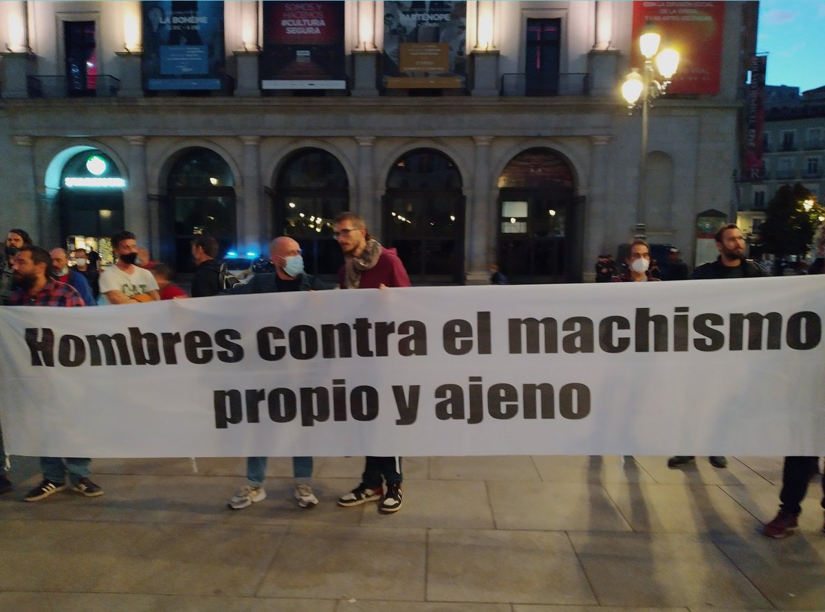 Ayer en la concentración de "Hombres contra las violencias machistas" en Madrid.
