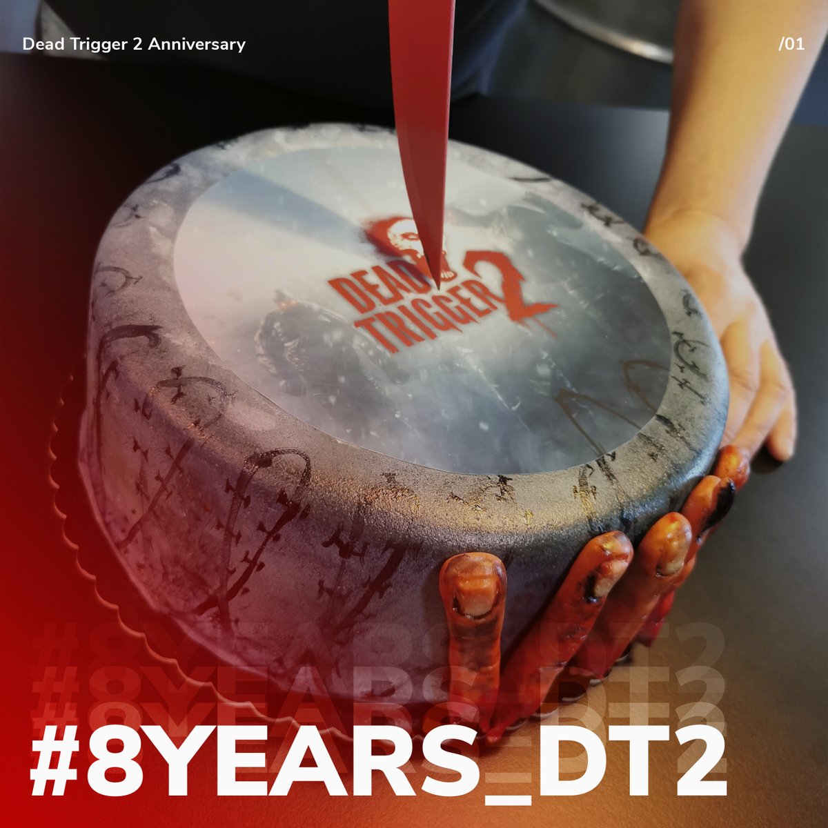 MADFINGERGames's tweet photo. Happy birthday Dead Trigger 2! 8 years since the release of everyone's beloved zombie shooter!
#deadtrigger2 #anniversary #8years_DT2 #party #madfingergames #Zombie #cake https://t.co/ymORCExSYe