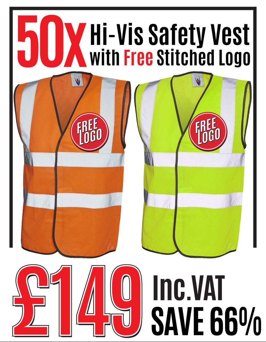66% Off 50 Embroidered Hi-Vis Vests! Save over £290! - mailchi.mp/workwearcrew/5…