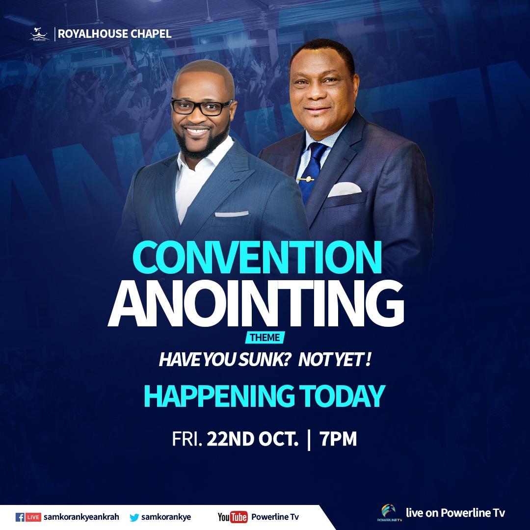 Tonight at 7:00 PM! Don't miss convention anointing with <a href="/SamKorankye/">Sam Korankye Ankrah</a> and <a href="/iamAGOR1/">Emmanuel T Agormeda</a> 

See you at Ahenfie!!