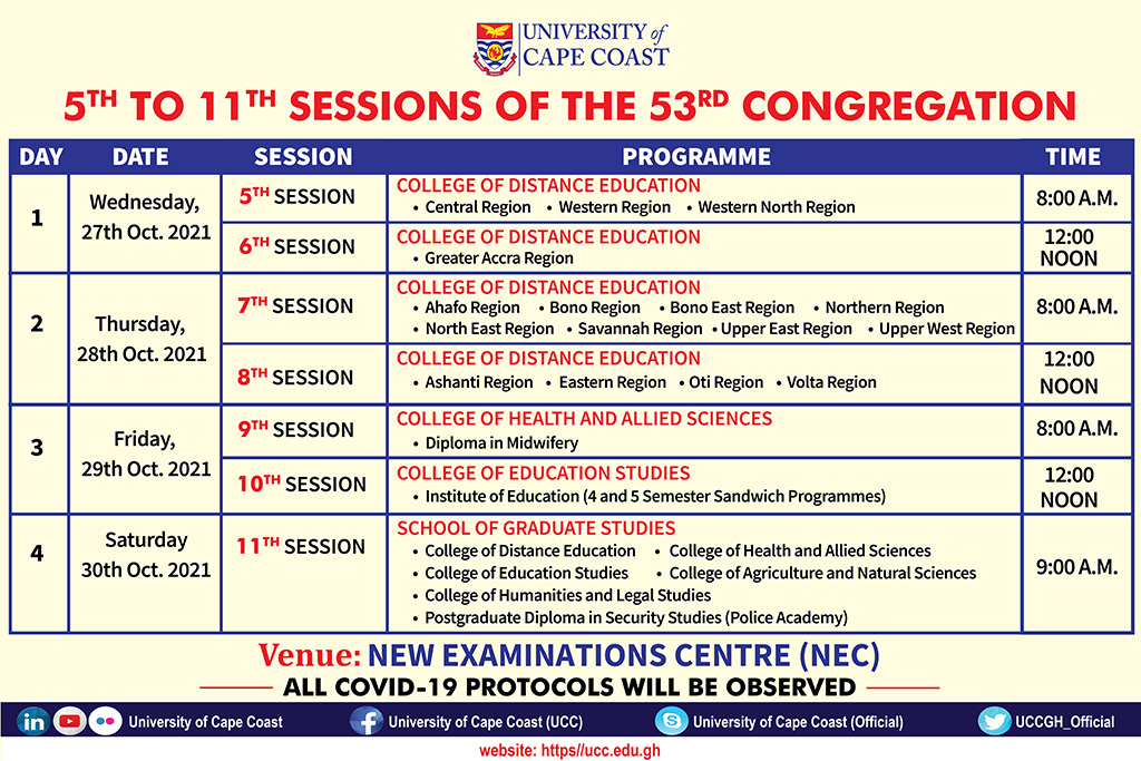 UCCGH_Official's tweet photo. UPDATE: 
5TH TO 11TH SESSIONS OF THE 53RD CONGREGATION. #UCC #CapeVars #UniversityofCompetitiveChoice #53rdcongregation
Read more at... https://t.co/yU7fvlp0hw https://t.co/ruhXJrw3cg