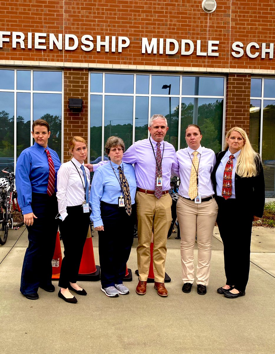 MsSalvador_CTE's tweet photo. It’s Costume Day @AFMSChargers and when one doesn’t want to dress up, we all will dress like Mr. Smith (including the scowl) 😆 Love my CTE family! #SpiritWeek https://t.co/1qy6TRFblz
