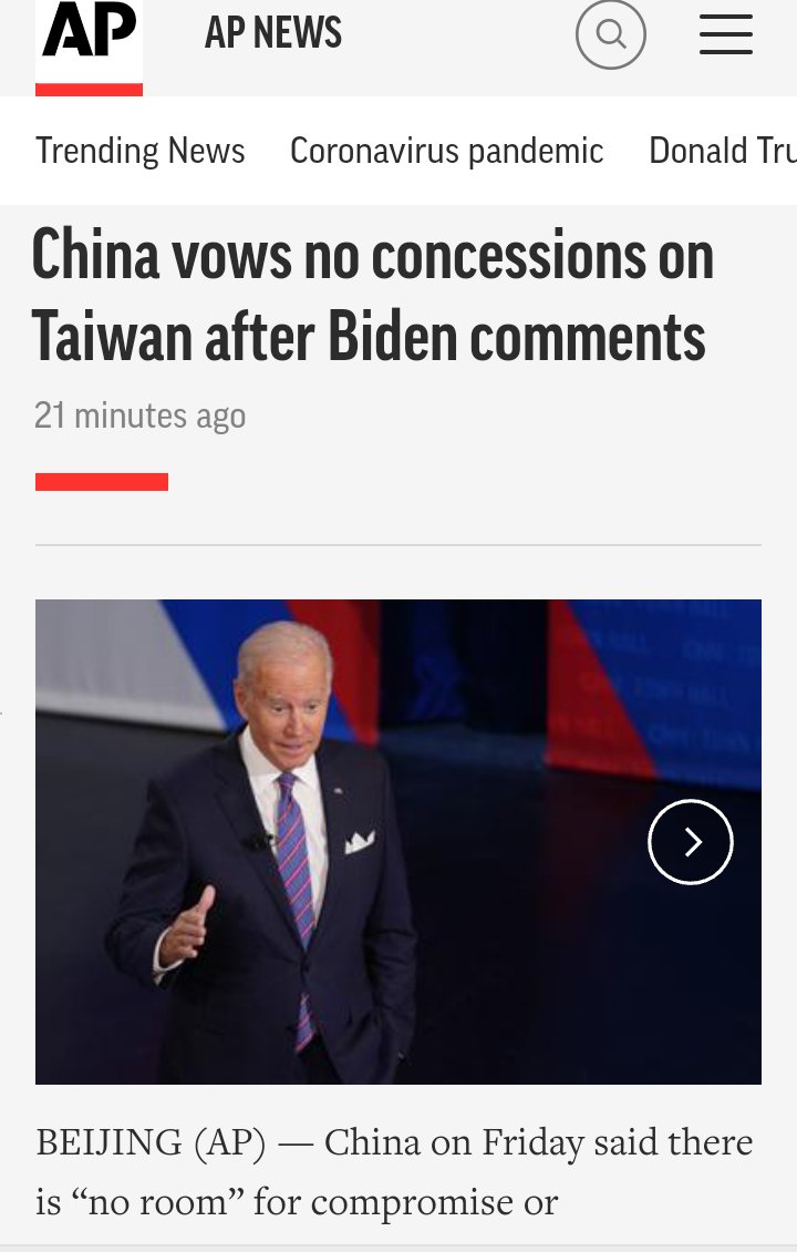Oceanworldfree's tweet photo. 🇺🇲U.S. may end its policy of #StrategicAmbiguity to defend #Taiwan
#Biden"misspoke" the 2️⃣ time since August that the US would defend Taiwan in an attack from China
🇨🇳China😡There was 'no room' for compromise or concessions over the issue of Taiwan
#ImmediateWar
#DefinitelyWin https://t.co/BynnYtIQDi