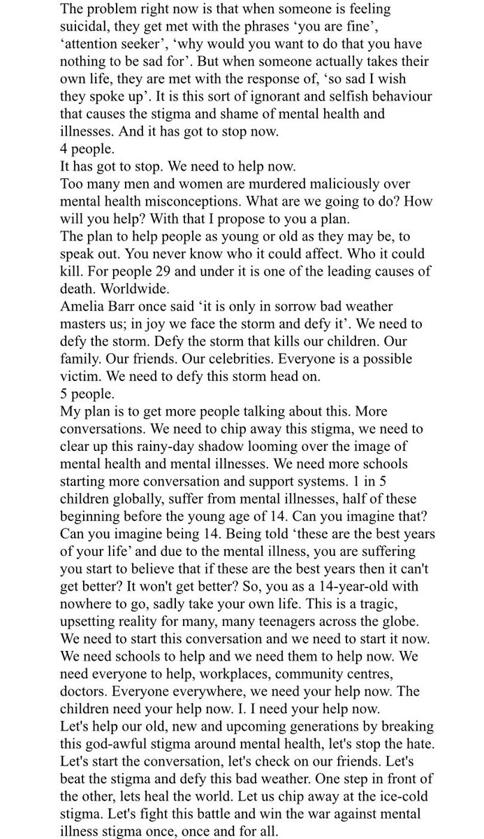WalesEnglish's tweet photo. #Incredible #Speech produced by Amelia in Y11 on #MentalHealth  🤩👏🏻. @ReytGoodMiss and the English department are very #Proud @WalesHigh @mentalhealthwhs #FridayShoutOuts #ProudTeacher #Success #LanguageandPower #HardWork #Voice https://t.co/wEaXZmmFqs