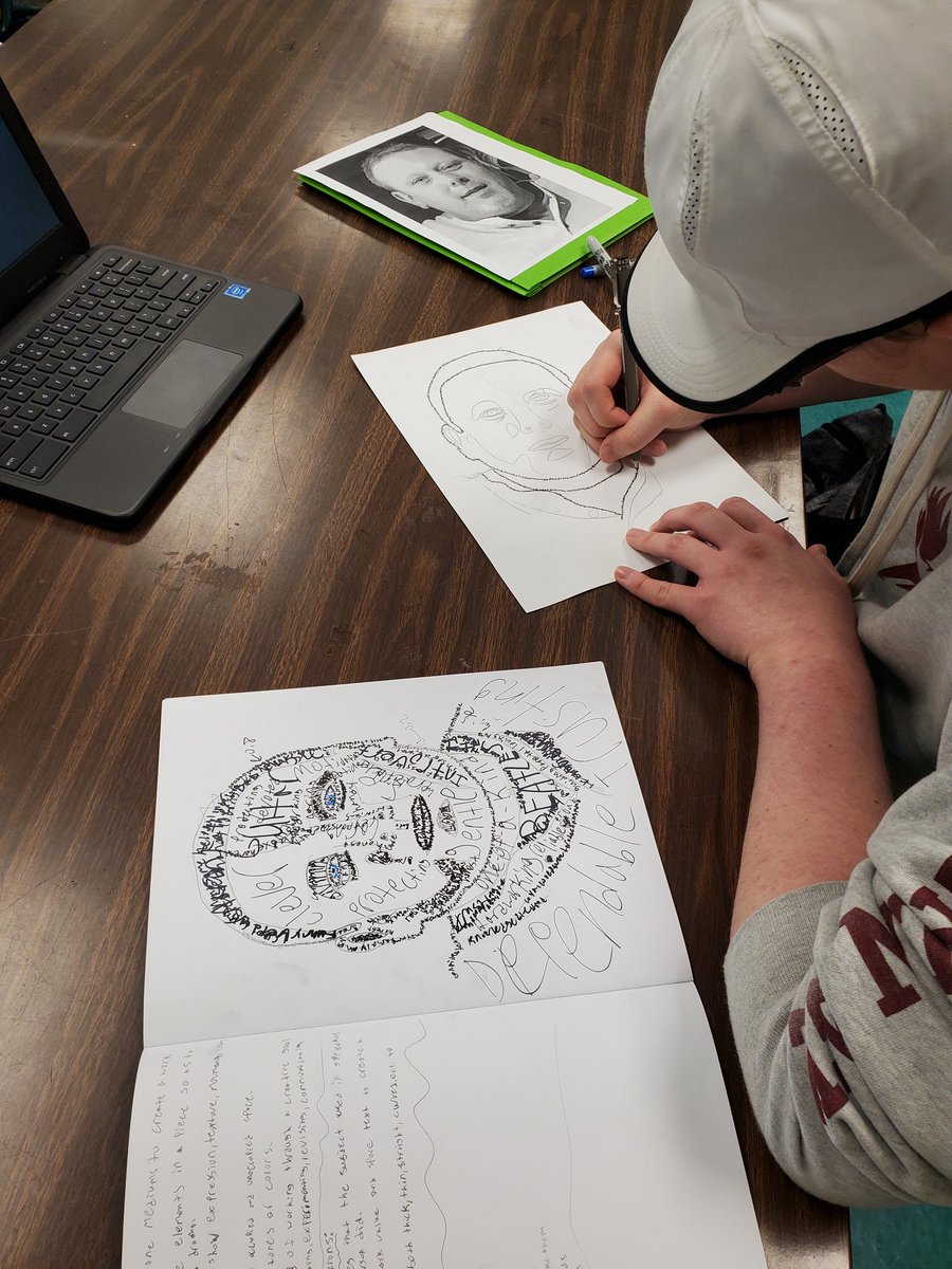 WindsorNAHS's tweet photo. Portrait with words.  Design 1 class. https://t.co/EeNfKnCmmV