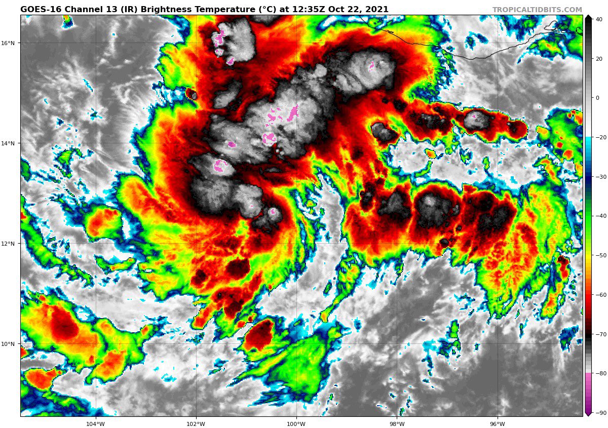 SkyAlertStorm's tweet photo. ⚠️El disturbio #92E ha mostrado una mejor organización y ahora tiene un 90% de probabilidad de evolucionar a la Depresión Tropical Diecisiete-E 🌀en las próximas 48 h.

🔴🌀Especial atención desde #Guerrero hasta #Jalisco por la evolución de este sistema en los próximos días. https://t.co/tv0YA11yd9