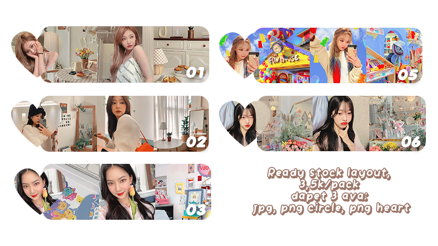 hai! boleh bantu retweetnya? 🧸💗

aku ada beberapa layout ready stock nih! harganya 3,5k/packs dan dapet 3 ava loh! avanya ada yang jpg, circle png, sama heart png kayak di preview ini! payment bisa all ewallets lewat qris ya! kalau mau boleh langsung dm aku! 🌼

#zonauang