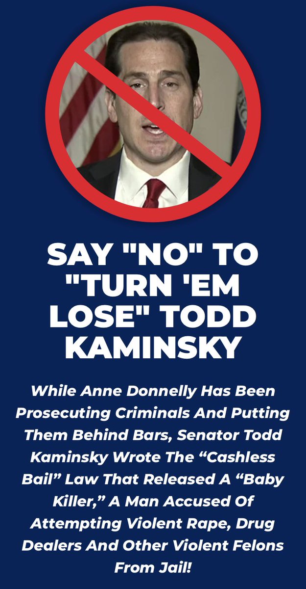 LINick79's tweet photo. Meet @toddkaminsky, the man his colleagues praised as an author of New York’s bail reform. Every time you hear of burglaries, robberies, and shootings near your home, please think of him and that he wants to be the Nassau DA. #lipolitics #nypolitics https://t.co/wyv9RUQXyT