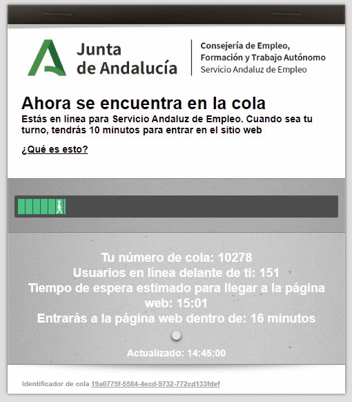carsobus's tweet photo. Lo de la administración es insufrible. Ahora tengo que esperar cola para presentar una subvención que, como todo, tiene plazo. Pero no te preocupes, ya lo presentaré el sábado a las 10 de la noche que no habrá cola. 
#subvenciones @AndaluciaJunta https://t.co/XwXjFApcZG