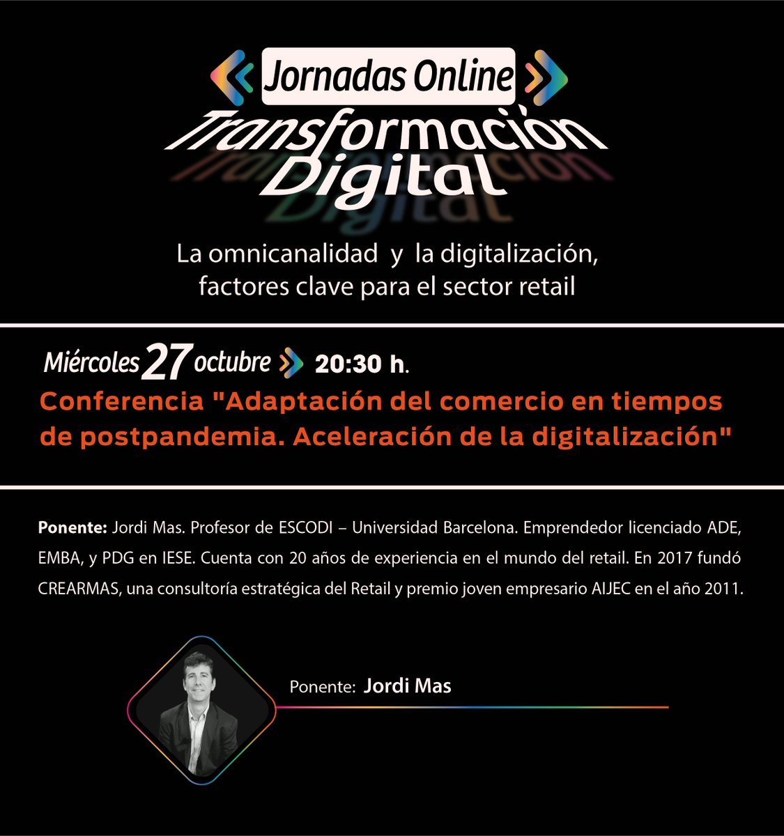 ebinefar's tweet photo. ¡Seguimos con las Jornadas de Transf. Digital #Binéfar! 
Próxima conferencia #JTDBinéfar  “Adaptación del comercio en tiempos de postpandemia. Aceleración de la digitalización” 
Consulta el programa...e inscríbete ya en: https://t.co/Ceen2iLMCO https://t.co/naZAc0n1YZ