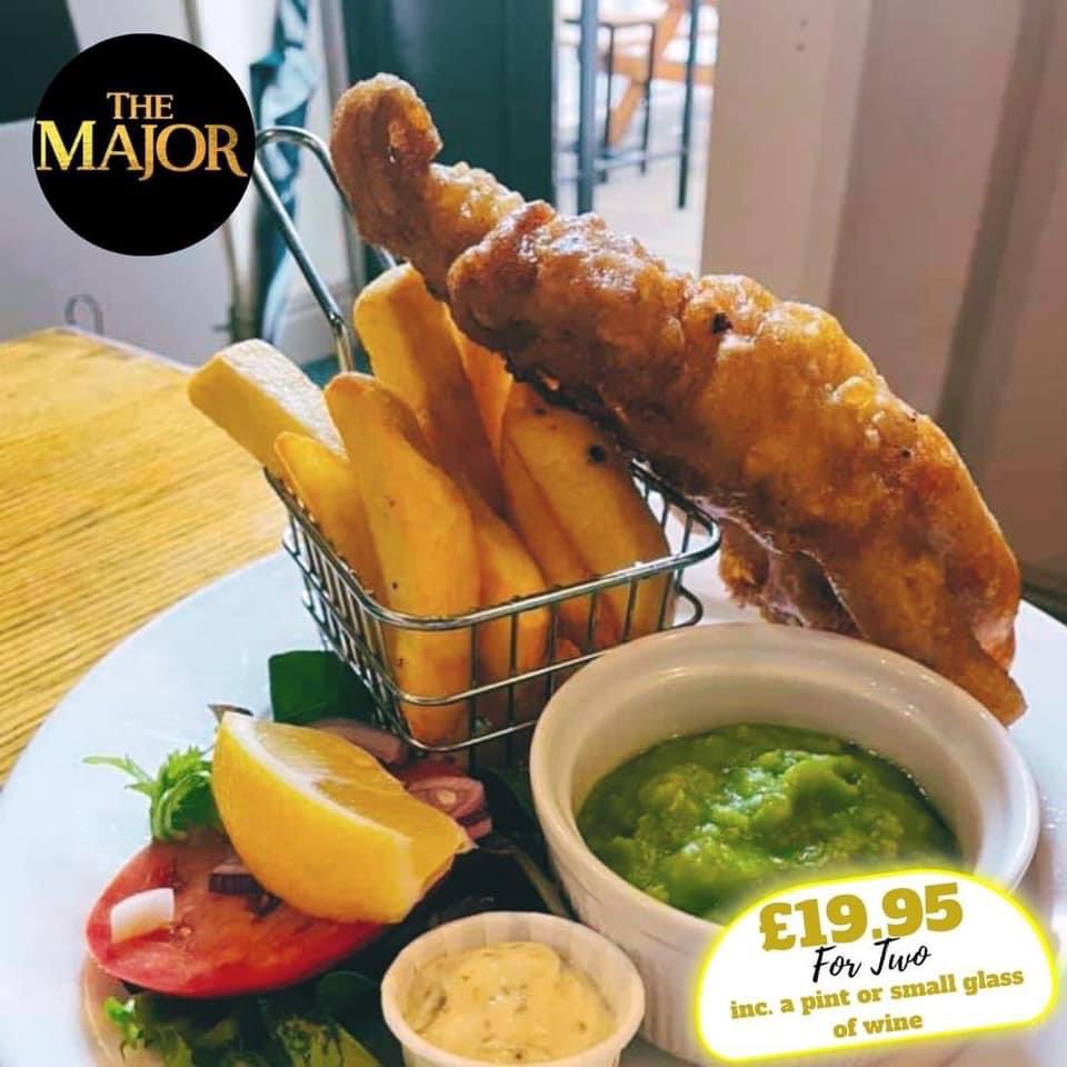 RammyMajor's tweet photo. It’s back again this week Fish Friday

2 portions of Fish &amp; Chips &amp; 2 Pints (Standard Lager or Ale, A Small Glass of Wine or Soft Drink) All for just £19.95

Call to book your table 01706 508 239

View our full menu here 👇

https://t.co/uEbVdJEywo…
#Ramsbottom #fishandchips https://t.co/xx4SCKOQPQ