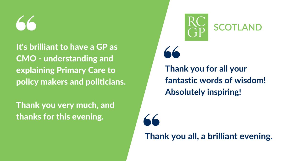 Huge thanks to all of those who attended last night's event with CMO <a href="/DrGregorSmith/">Prof Sir Gregor Smith</a>. 

Here is some of the fantastic feedback from the event - we look forward to seeing you all once again soon! 

😊

#RenewingInspiration #TeamGP #DesertIslandDiscs