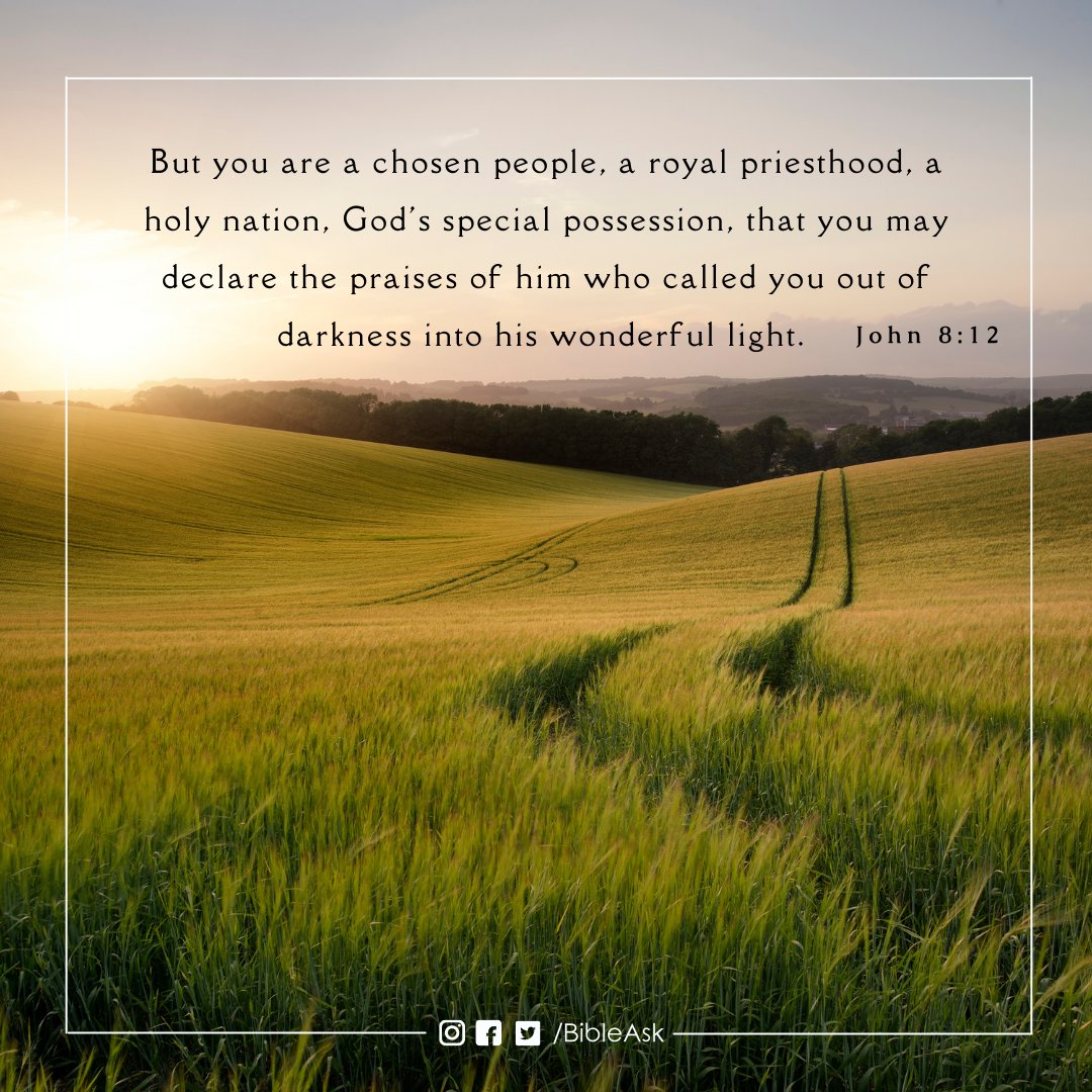 BibleAsk's tweet photo. You are a chosen people, a royal priesthood, ๐ #verseofthedayโ โ
.โ โ
.โ โ
.โ โ
.โ โ
_________________________________โ โ
#dailybibleverse #bibleverse #bible #bibleask #goodworks #chosen #help #loveothers #goodtoothers #Godspeople #dailybiblede #dogood #dailyverse https://t.co/9Gq1hyWJk9