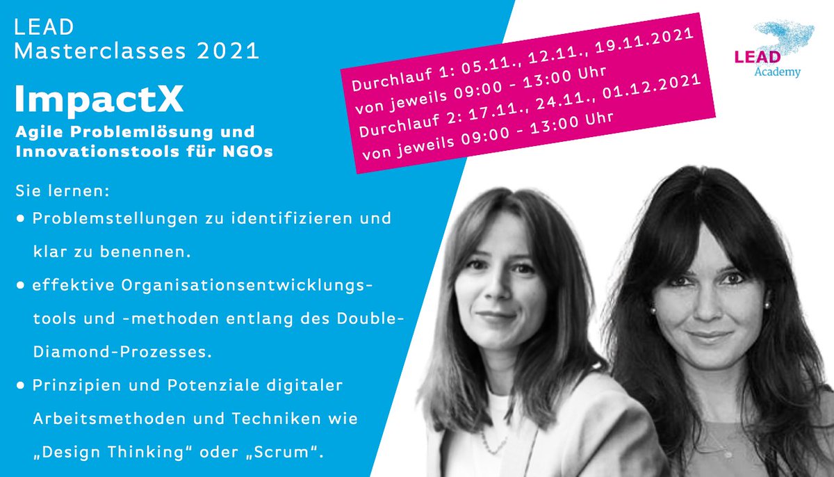 Wir möchten Dir die Möglichkeit geben, an unserer letzten #Masterclass in diesem Jahr kostenlos teilzunehmen: der ImpactX Masterclass. 💥

🚀 Weitere Infos zu den Inhalten und Trainerinnen der Masterclass findest Du auf unserer Website (loom.ly/E6ZM0xo)