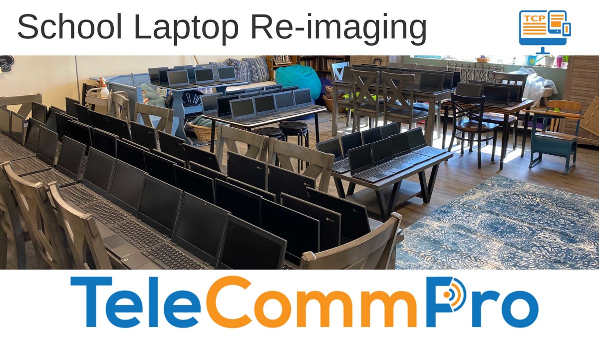 TelecommproTCP's tweet photo. CIJS Charter School Re Imaging Laptops and setting up QTY 100 classrooms for new Schools year.

#VoIP#MSP#ITConsultant#Telecommpro#Florida#ITintegrator#A/V
#SmallBusinessIT #HealthcareIT #LawFirmIT #FinancialFirmIT #ManagedIT #ManagedITServices #MSP #MSSP https://t.co/fNGXNbLmOr