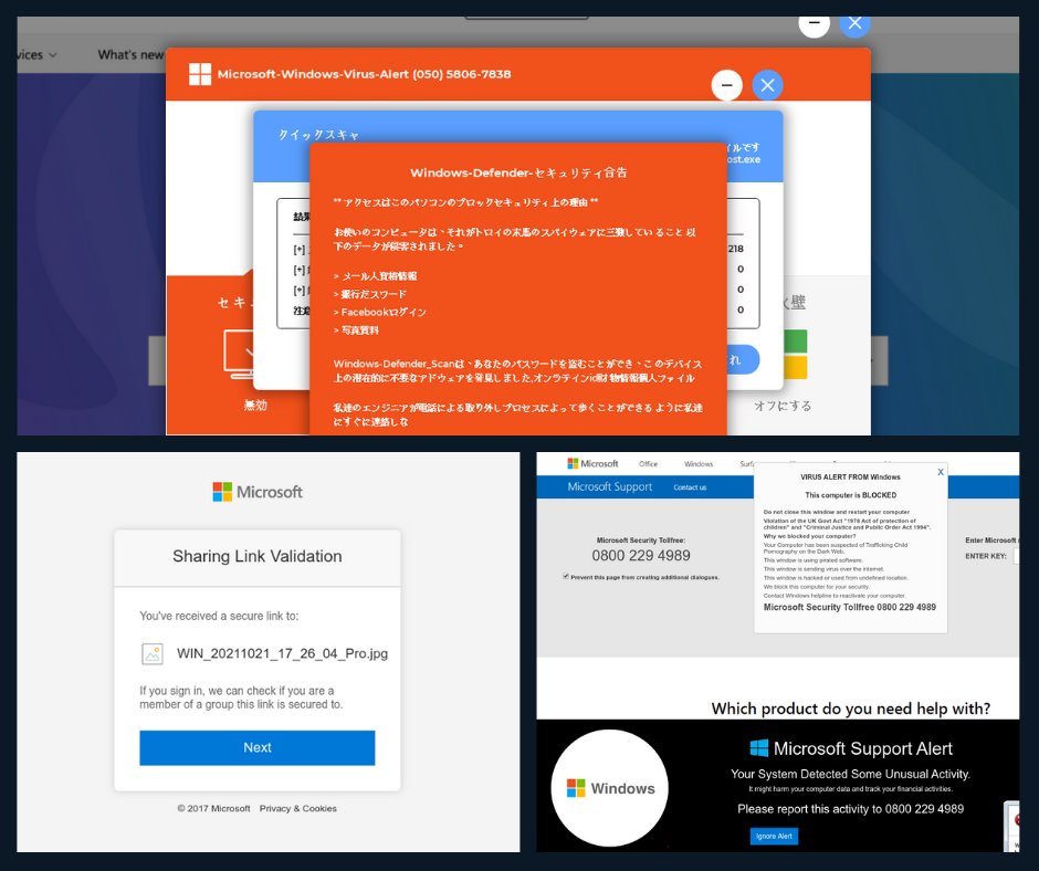 webshrinker's tweet image. We always find plenty of malicious sites masquerading as @Microsoft or @Windows! Look at these new threats that our #AI found this week. Read our latest article to get an in depth look at these threats and take our #PhishingFriday quiz! buff.ly/3GbiiI0