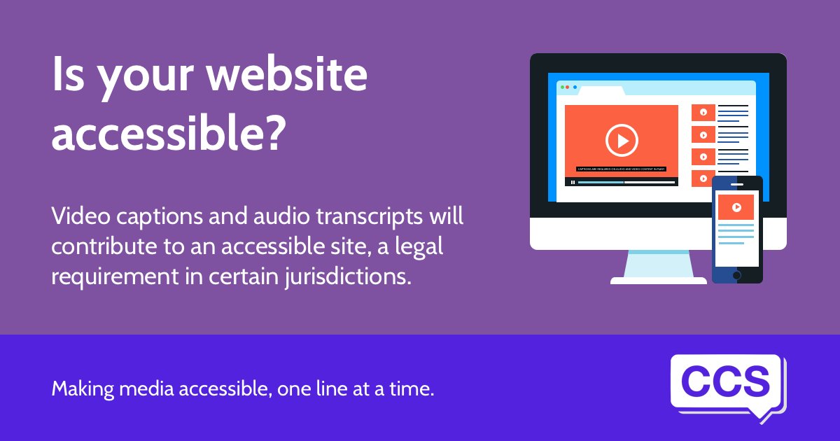 scribewireinc's tweet image. Is your website compliant with web accessibility guidelines? Captions on all audio &amp;amp; video content will help ensure you meet WCAG standards. Your website visitors will thank you! More info at our free event: ow.ly/5uAM50GvPW2 #accessibilitymatters #webcontentaccessibility