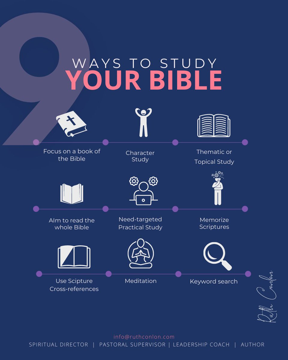 RevRuthConlon's tweet photo. There are different ways to study the Bible. Here are some.

#Christian #pastoralsupervision
#spiritualdirection #christiancoach #Christianleader #spiritualdirector
#spiritualgrowth
#devotionals
#christianleadership #christianleadershipcoach
#Christianlife #christianwomen https://t.co/tIT95Oe5ga