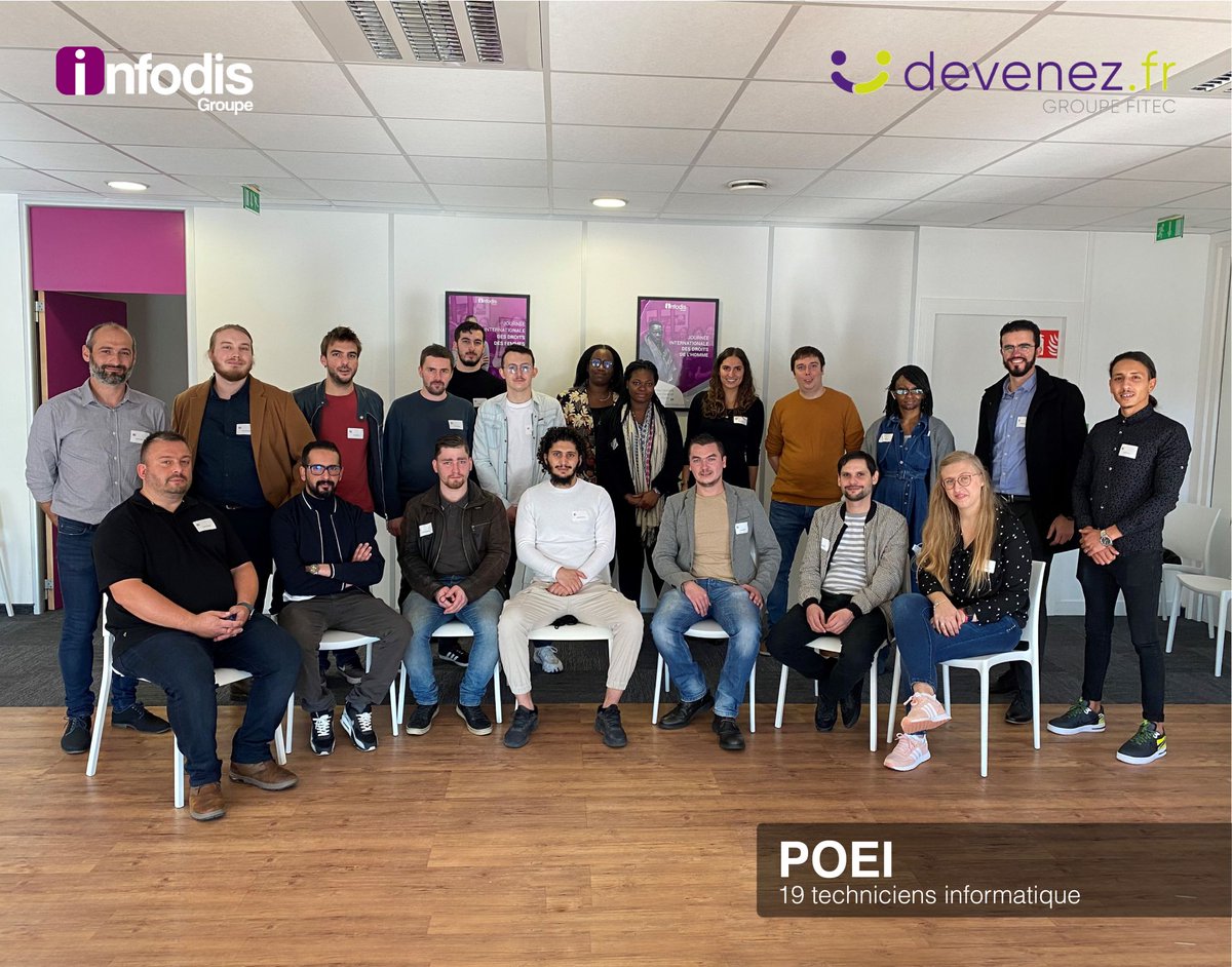 TenexaGroupe's tweet photo. [Welcome]😊

Groupe Infodis intègre aujourd’hui 19 technicien·ne·s informatiques qui ont participé à la POEI organisée en partenariat avec Fitec et Pôle emploi.
Bravo à tous et à toutes pour cette réussite !

#groupeinfodis #poei #fitec #poleemploi #recrutement #formation #amiens https://t.co/nhtDntsGjQ