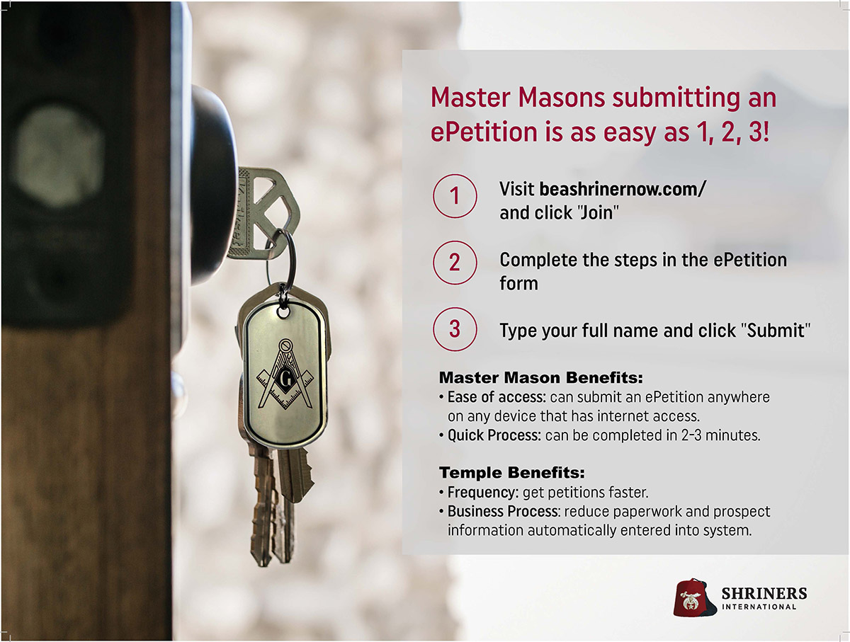 shriners's tweet photo. Master Masons: Apply for Shriners membership from the comfort of home, from any device with our e-Petition. https://t.co/GvXPcCJqsm #Freemasons #Fremasonry https://t.co/MjX85NnOsI
