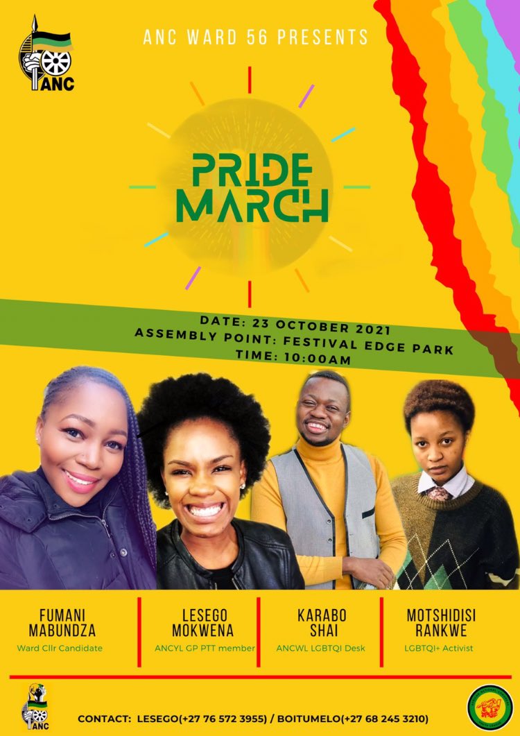 56_anc's tweet photo. Let’s meet at Festival Edge Park tomorrow to celebrate Pride month at the ANC Ward 56 Pride March 🌈❤️🧡💛💚💙💜

Save the time!!!!✊🏽🖤💚💛

#tshwaneward56 #mochapalong #voteanc #anc #localgovernmentelections #mosadipalong https://t.co/EdPqG1Lc4u