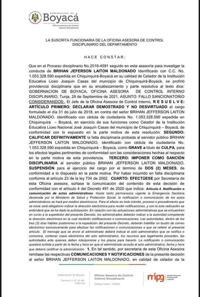 ControlDiscBoy's tweet photo. Publicación Edicto Proceso Disciplinario No. 2016-4591 (Art. 107 de la Ley 734 de 2002) https://t.co/KDRFybvybZ