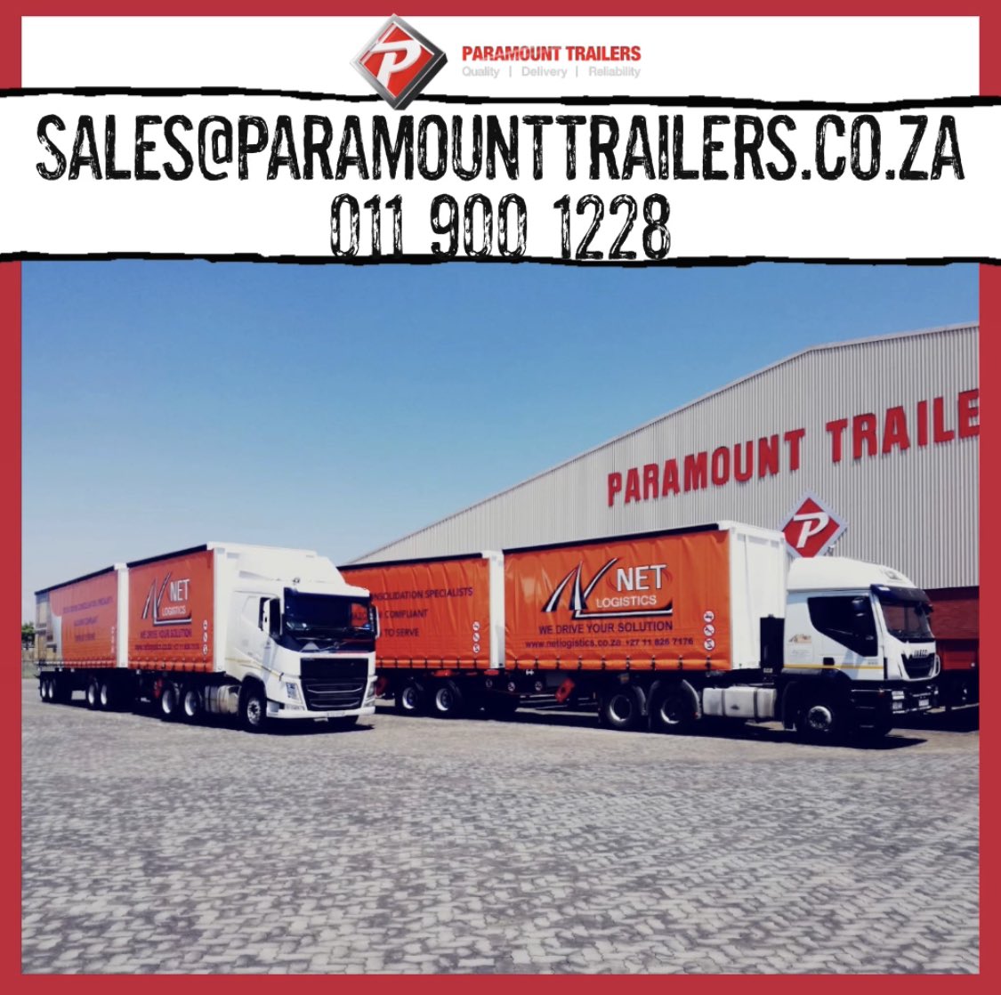 Paramounttrail1's tweet photo. Website: https://t.co/WvsfHfor1q

🚛Customised, designed and manufactured for the specific industry you specialize in, our trailers are expertly produced for your particular needs! 
ℹ️Call us 011 900 1228
ℹ️Email us sales@paramounttrailers.co.za 
#leadingmanufacturers #paramount https://t.co/35XPviDWik