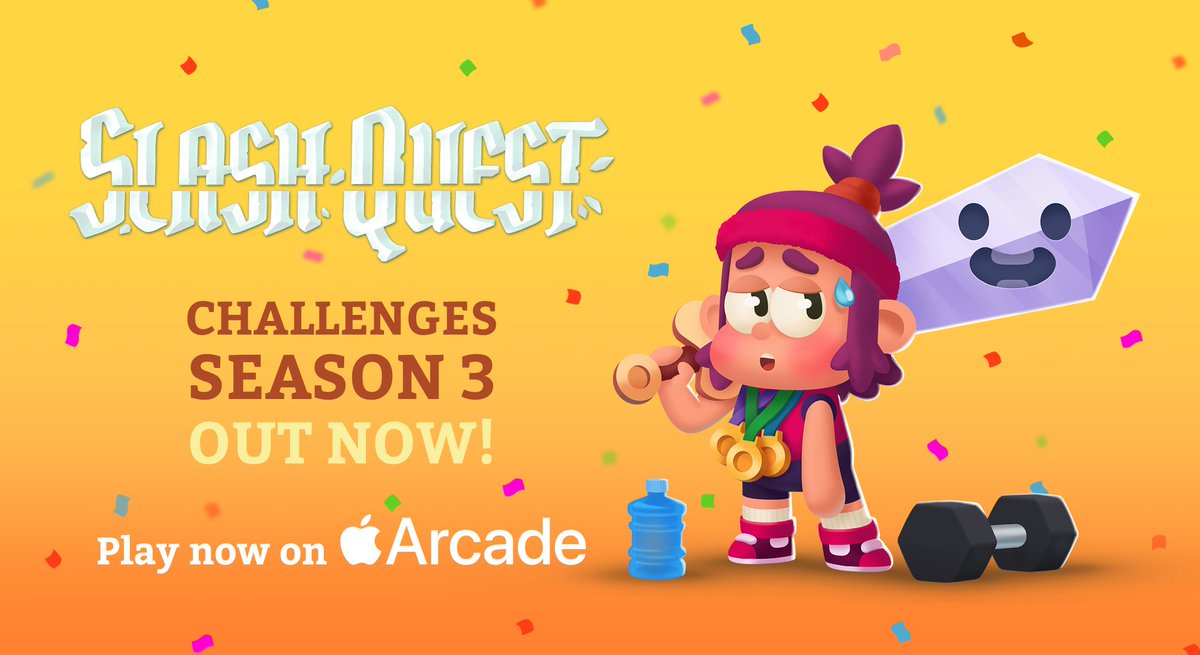 BigGreenPillow's tweet photo. Games ain't over in #SlashQuest!

The Taskmaster just finished making 10 new challenges for Season 3, and is giving away fresh sporty outfits as rewards.

Get the game on Apple Arcade:
https://t.co/0DQeLxm3xZ https://t.co/yuyhmAwzQt