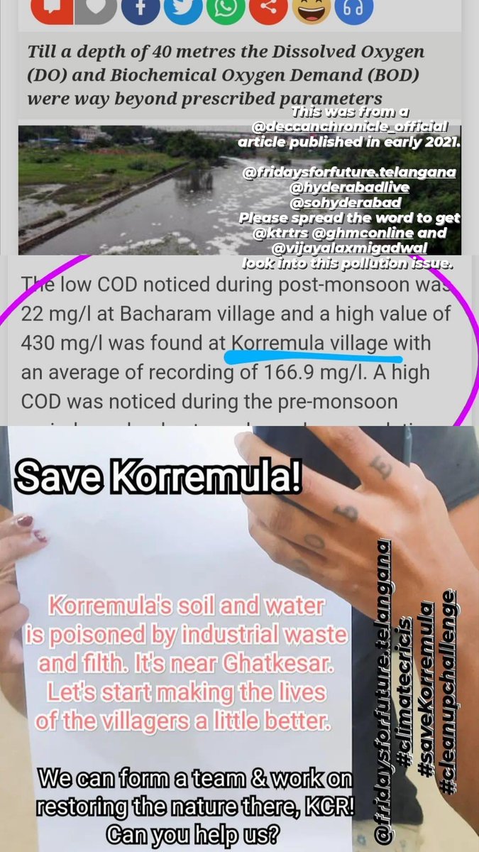 Phoenix_rockstr's tweet photo. This's from a @DeccanChronicle article published in early '21.
@fff_India @LiveHyderabad @SoHyderabad  
Please spread the word to get @KTRTRS @GHMCOnline &amp; @GadwalvijayaTRS
look into this pollution issue. @jayesh_ranjan We've discussed this before... Thanks for looking into it. https://t.co/oPr9Uaqdqp