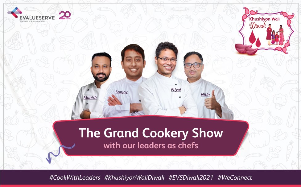 With spatulas and aprons, the leader’s of Evalueserve turned chefs are ready for the ultimate bake-off.

Toast, fries, or sweets delight - see what's on the menu at Evalueserve for this #KhushiyoWaaliDiwali!

#WeConnect #CookWithLeaders
