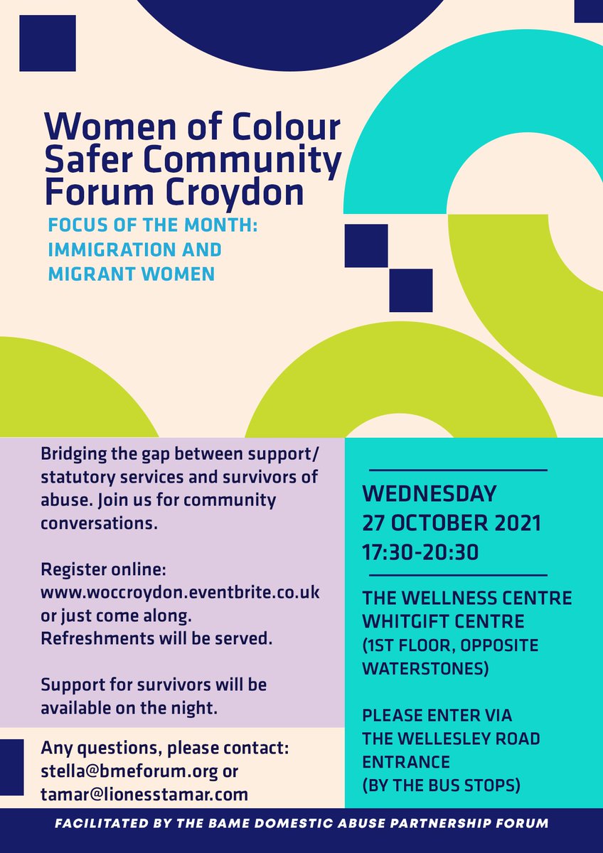 ALL are welcome, men & women - & it's  FREE to attend. This month's topic is about #Migrantwomen & the impact of No Recourse To Public Funds (#NRPFs) on these families & children. Please spread the word! 🙏🏾
#Croydon #BAMEWomen #BAMEMen #Peopleofcolour #VAWG #GenderBasedViolence