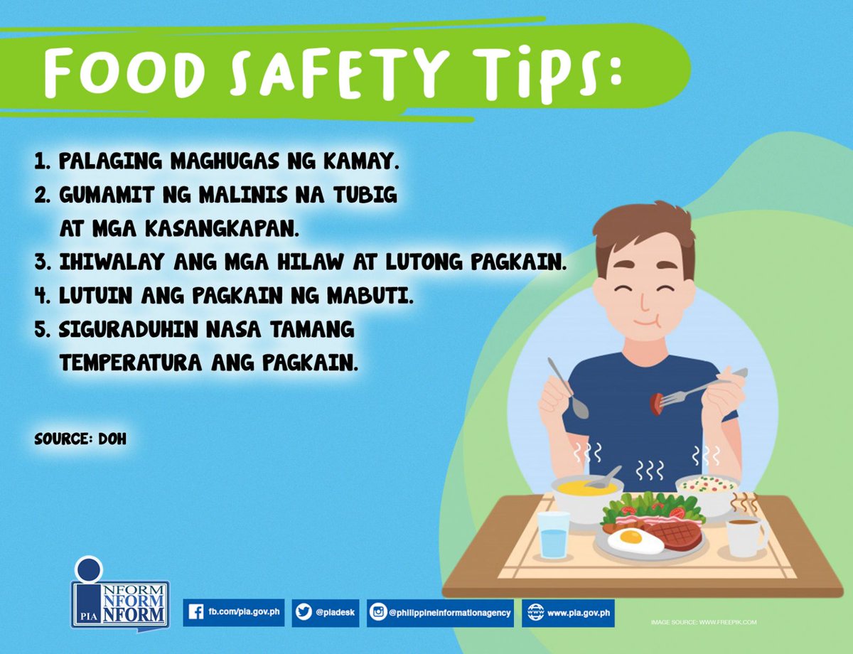 Mula sa iyong malilinis na kamay, ligtas na pagkain sa hapag kainan ang alay! 🍞🌽🍏 Itaguyod ang #foodsafety for a #HealthyPilipinas! 💚