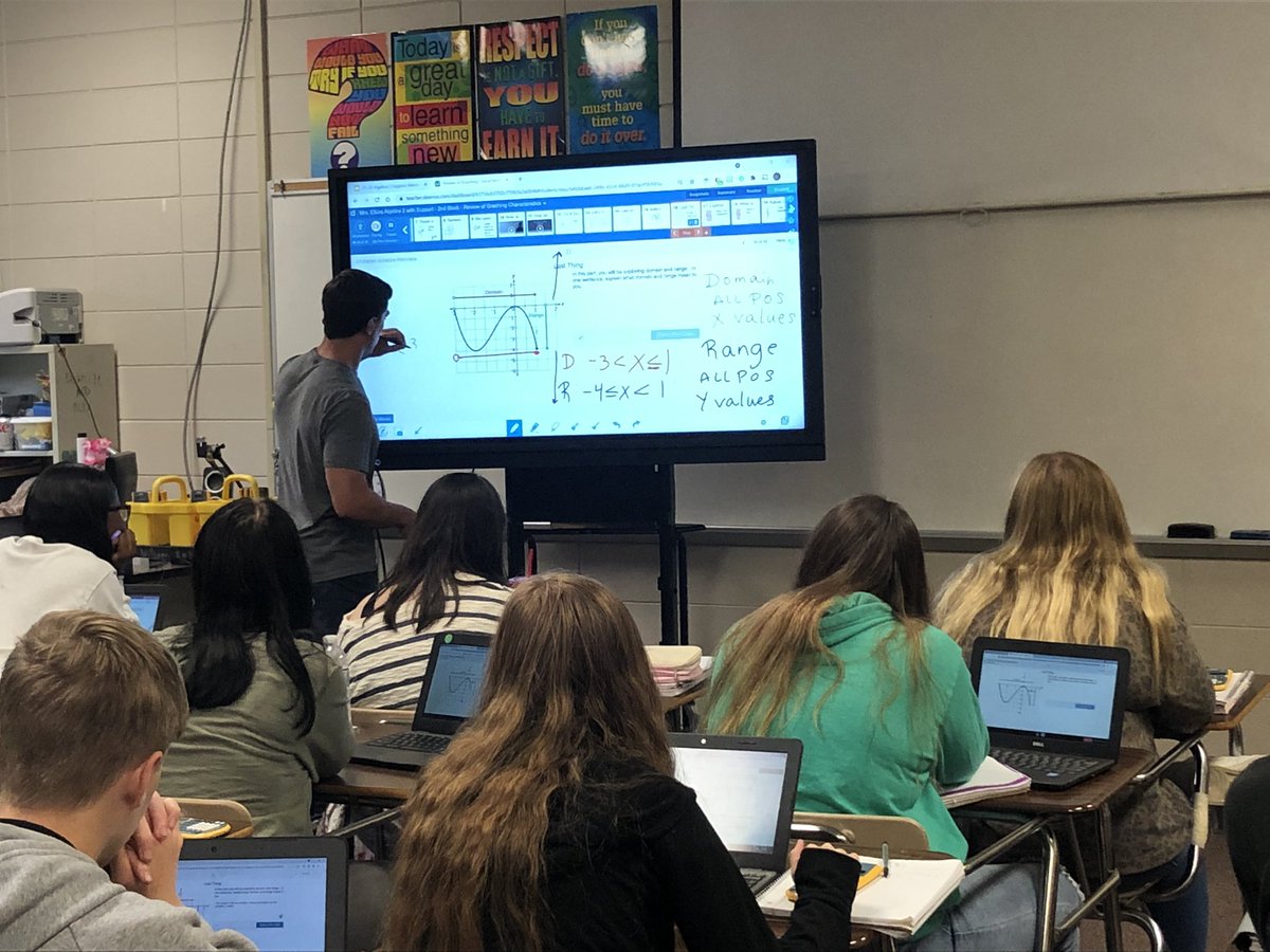 sagold's tweet photo. Domain & Range for the win in Mrs. Elkins & Mr. Delgrosso’s class! Love how students were able to explain their answers in @Desmos @RichmondHill_HS #iteachmath #FridaysAreForLearning #coteaching https://t.co/TSTbpcZmns
