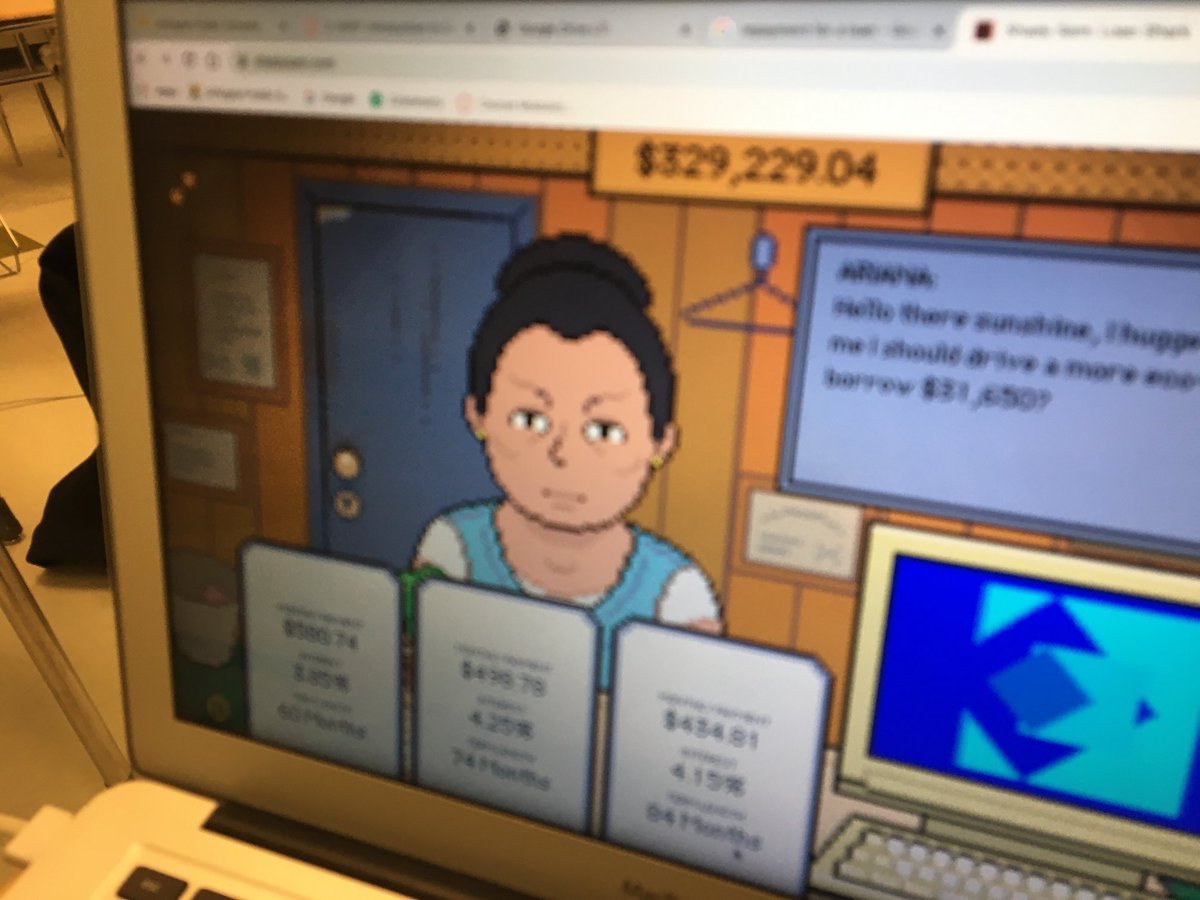 WHSSSTeach's tweet photo. Thank you NGPF for Shady Sam. Students are seeing the effects of short and long terms on loans! ⁦@missbehelpful⁩ https://t.co/r9yPscwyi8