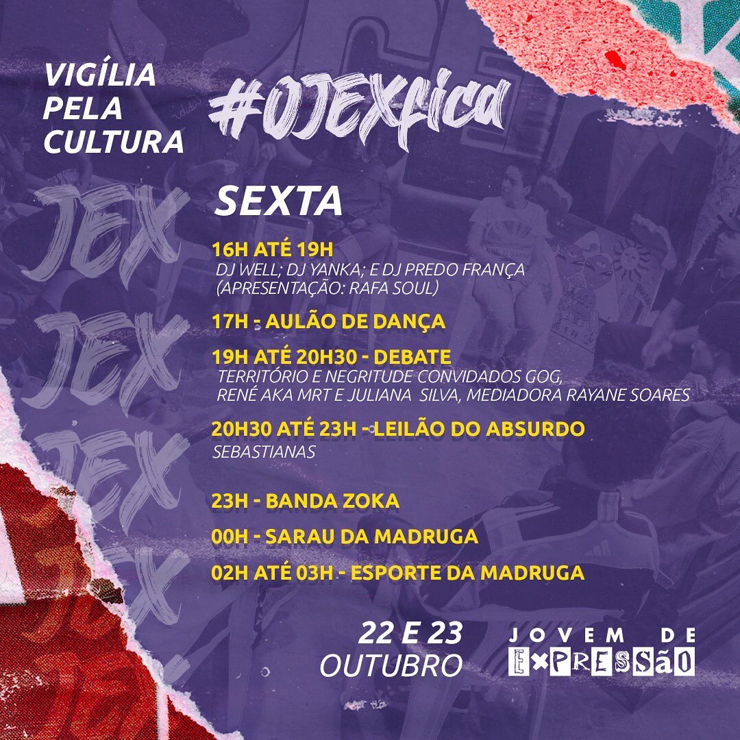 maxmacieldf's tweet image. Salve família!
Pega a programação de hoje.

Dentre as atividades, haverá um papo com @RayaneRuas @GOGpoeta e @mrt_calamite_oficial e @juliana.brasilidadenegra, sobre território e negritude.

Muito som, muito debate, workshop…
Espero geral!

#ojexfica