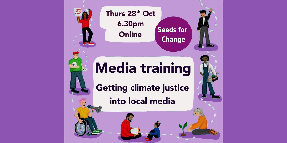 SeedsChangeUk's tweet photo. A few places left on our free 2hr online media training. Thurs 28 Oct, 6.30pm. In this practical session for climate campaigners we'll create key messages, learn a clear structure for news releases and practice basic interview skills. Register here https://t.co/dX0C1QvPc4✊🌎 https://t.co/4Mzx5CdJmI