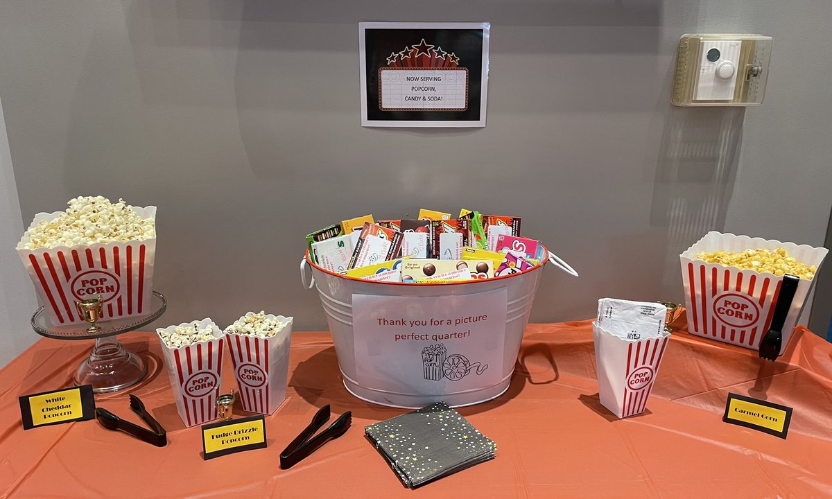 KVECLC's tweet photo. We Are Rolling Out The Red Carpet For Our ECLC Staff! Now Serving Popcorn, Candy &amp; Soda For a Picture Perfect Quarter! #kvproud https://t.co/9iUu7IZnUT