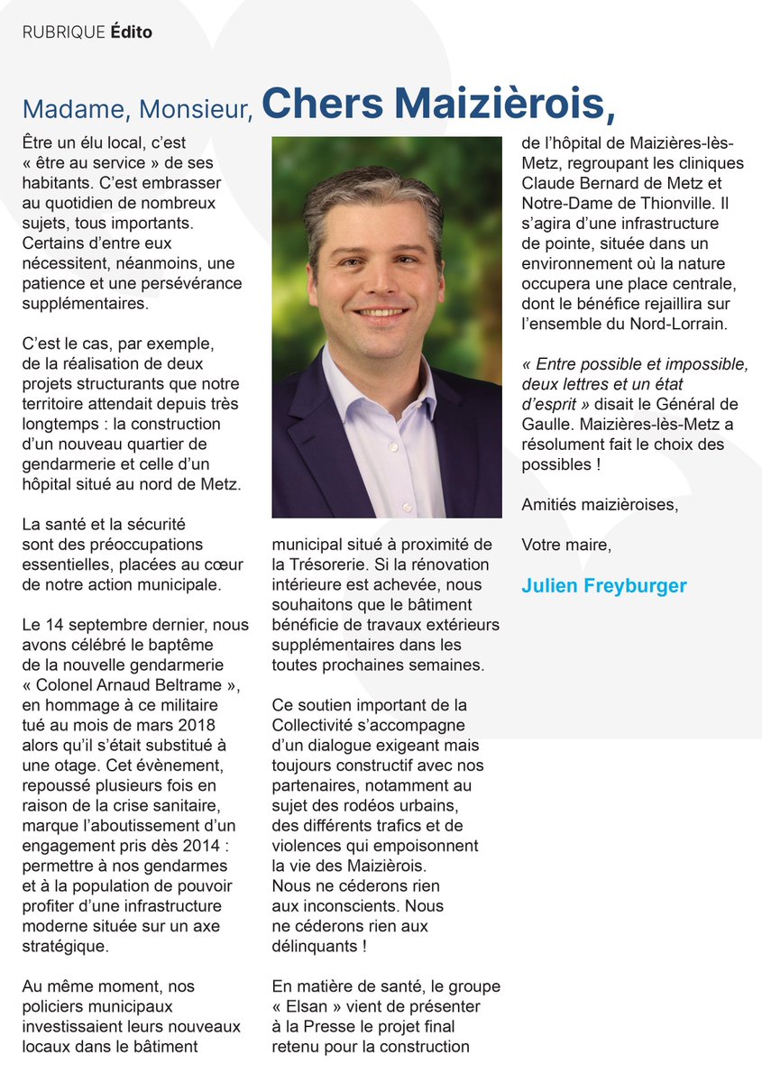 jfreyburger's tweet photo. Retrouvez ici mon édito pour le nouveau numéro du Maizières Mag : https://t.co/ycmuY5sd2K