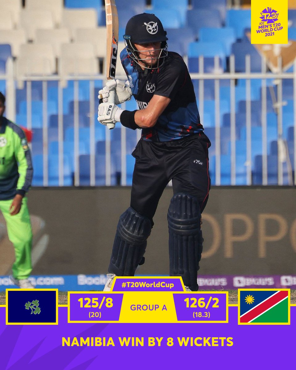 ICC's tweet photo. History ✅
Namibia are through to the Super 12 ✨
#T20WorldCup | #NAMvIRE | https://t.co/jkFyTKSnBP https://t.co/5aFjHuoCGn