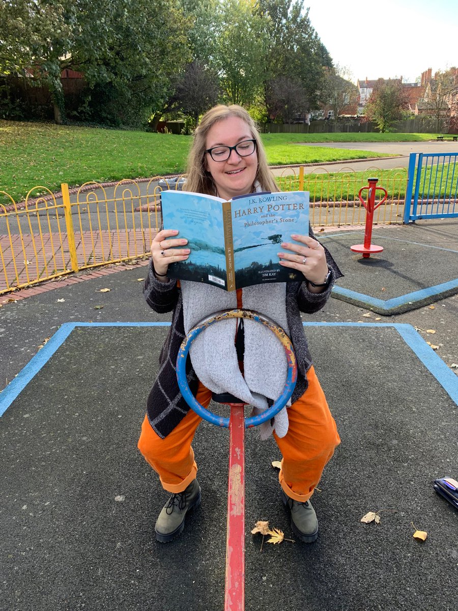 TindalBunney's tweet photo. Myself and Mrs Howitt enjoying our favourite books on a Seesaw! Reading gives you wings! π§ββοΈππ©βπ« @arktindal #ArkTindal #arkreads https://t.co/2E4iveSZeQ