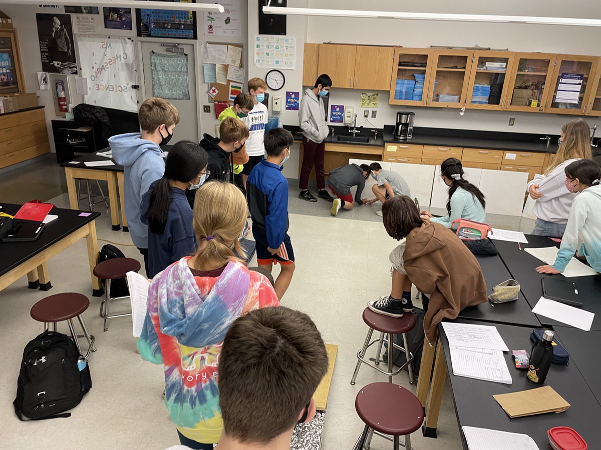 Students in Ms. Chessario's science classes modeled how to find the mass of atoms by using prior knowledge about forces.