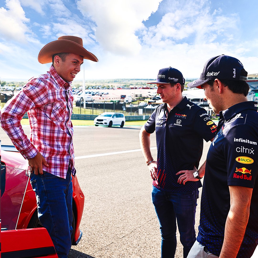 redbullracing's tweet photo. Just three Bulls at COTA 👀🇺🇸 Gettin’ ready for a Texas rodeo 🤠 https://t.co/eHeWJyJJY5