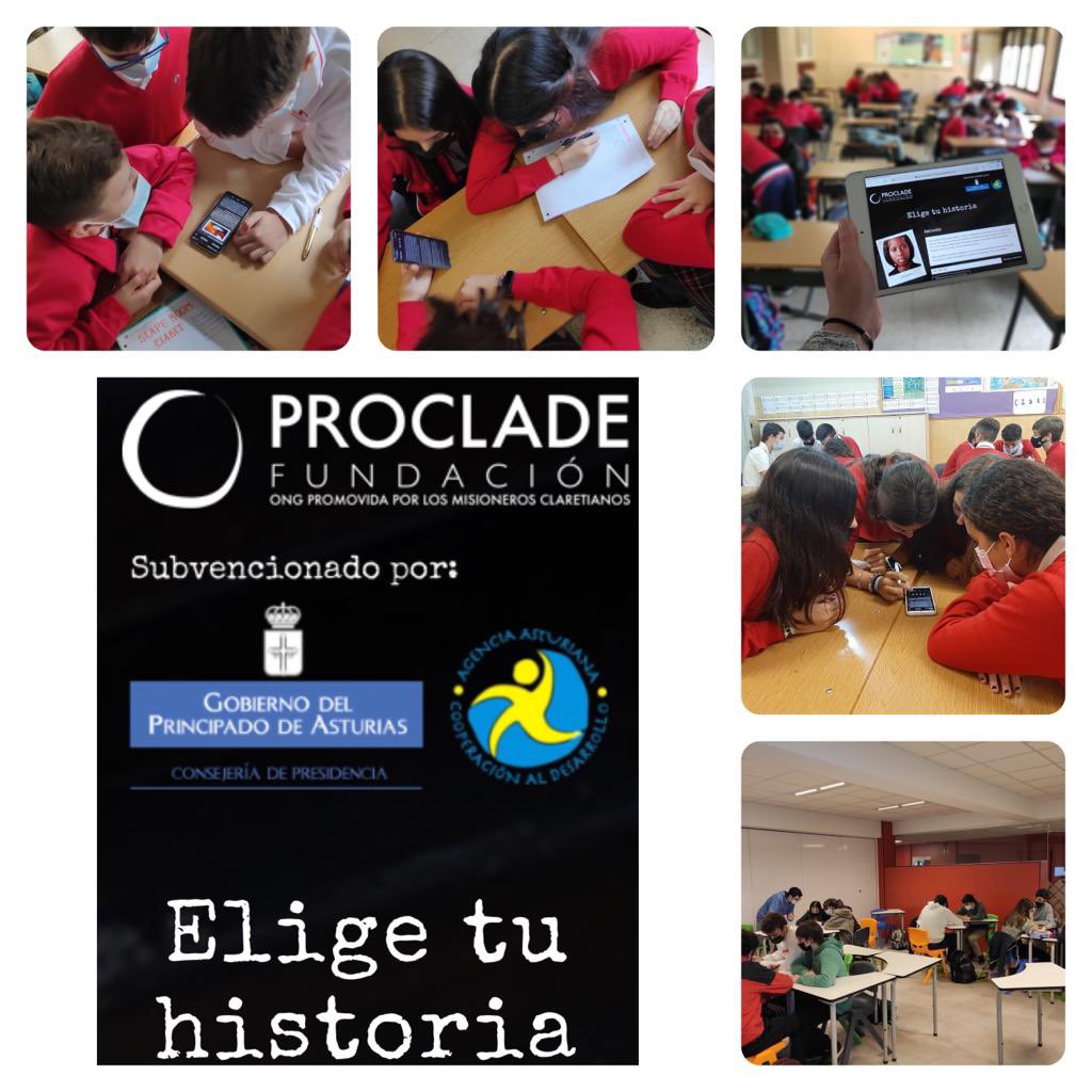 codemagijon's tweet photo. El alumnado de ESO y Bachillerato de @codemagijon ha disfrutado de lo lindo esta mañana con el #EscapeWeb “Elige tu historia” elaborado por @fproclade y subvencionado por Agencia de Cooperación @GobAsturias #SemanaMisionera @cmfsantiago @ymisioncmf @epapcmf https://t.co/WVISbiT173
