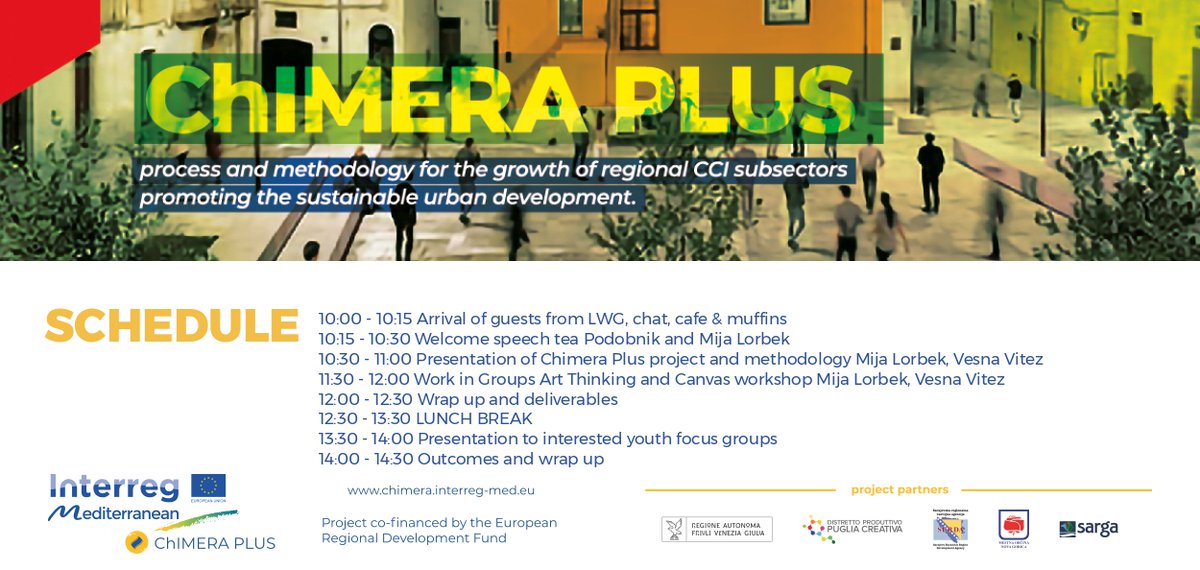 ChimeraPlus's tweet photo. 🟡#ChIMERAPlus project: Working group in #NovaGorica this morning
Xcenter hosted a world cafè where CCIs,policy makers and stakeholders discuss and try to identify needs and solutions for #urban #sustainability
https://t.co/BdbQulPj2g https://t.co/UMa6VGnhZx