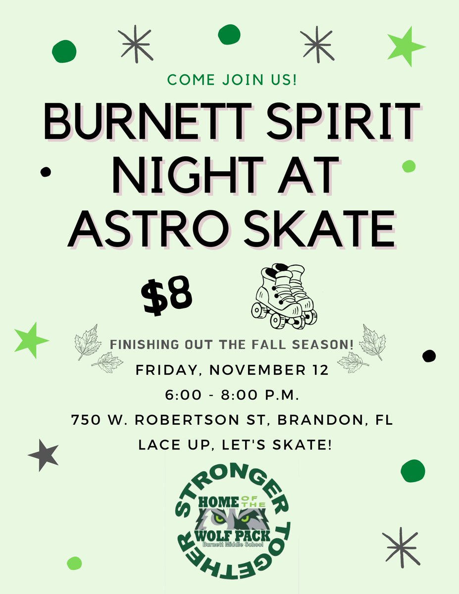 Our next Spirit Night at Astro Skate is around the corner. The whole family is welcome! #StrongerTogether